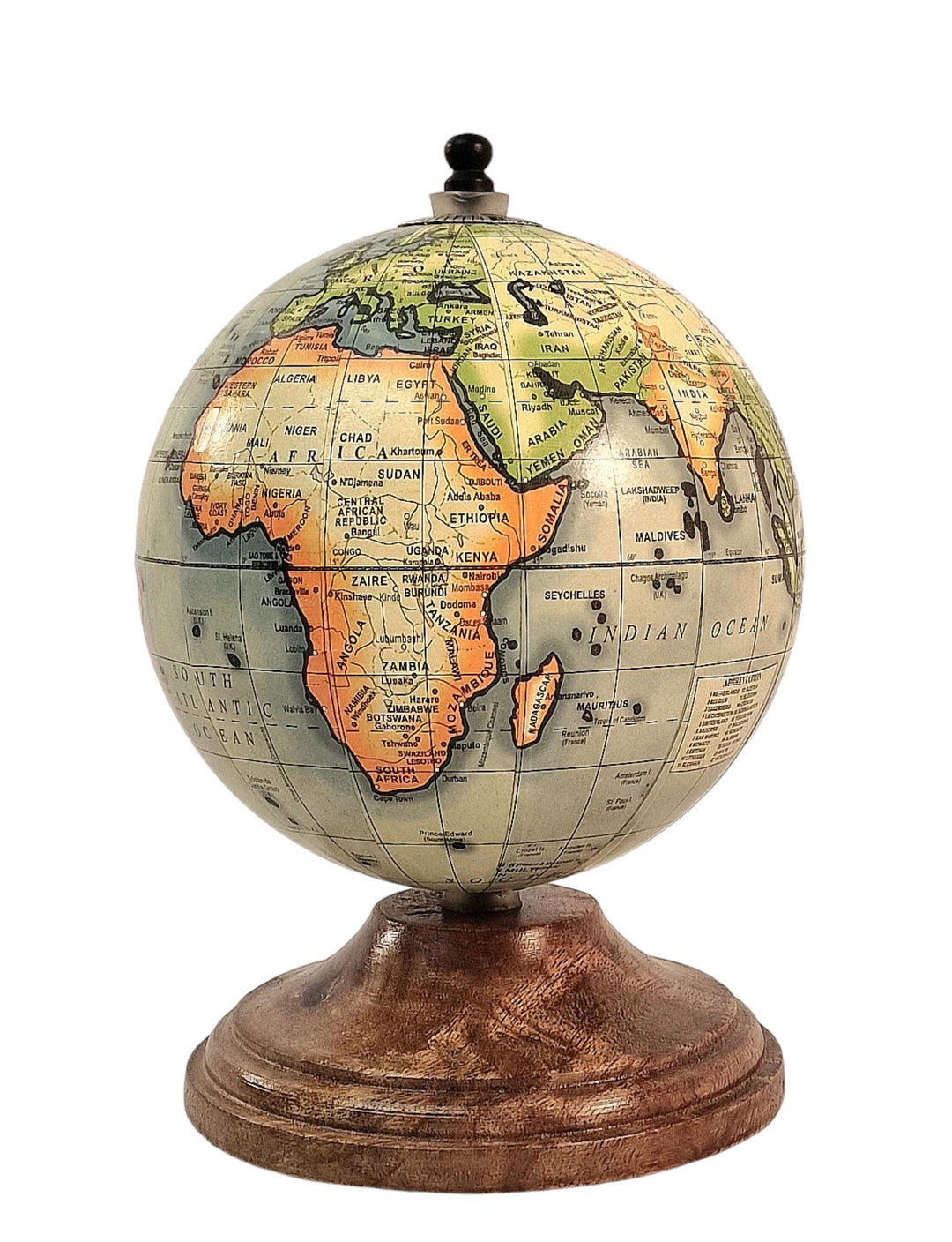 5 Inch World Globe on Mango Wood Stand