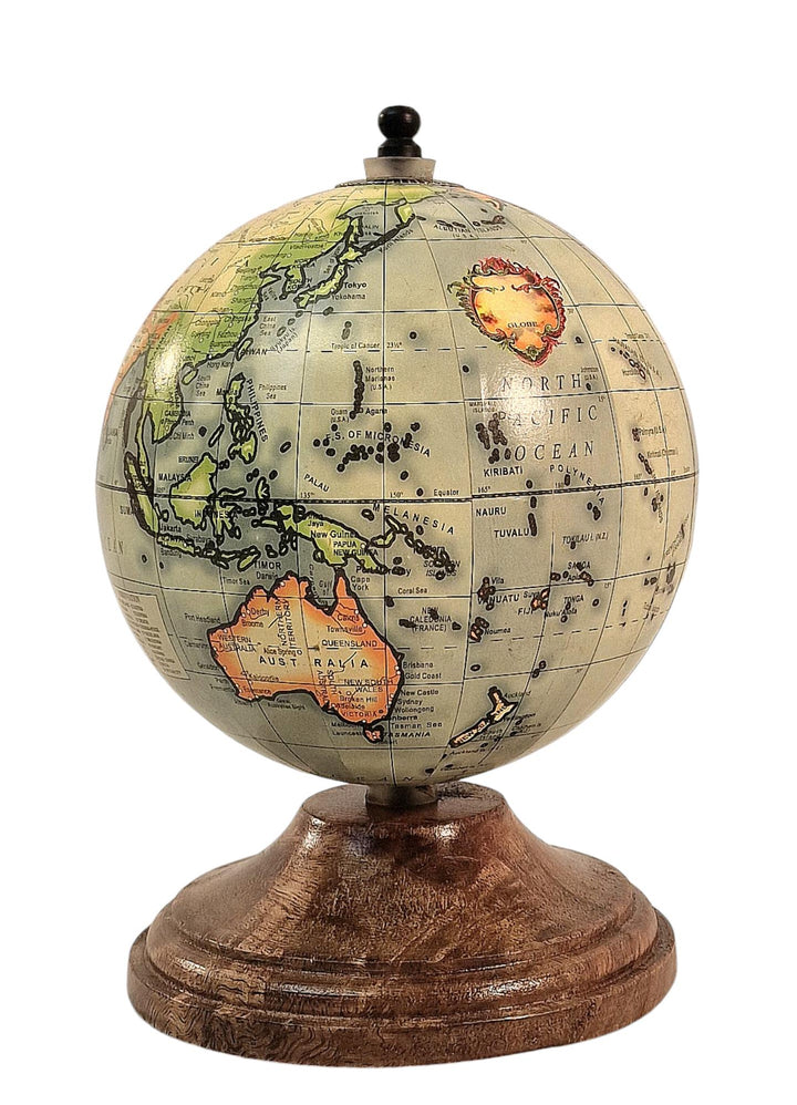 5 Inch World Globe on Mango Wood Stand