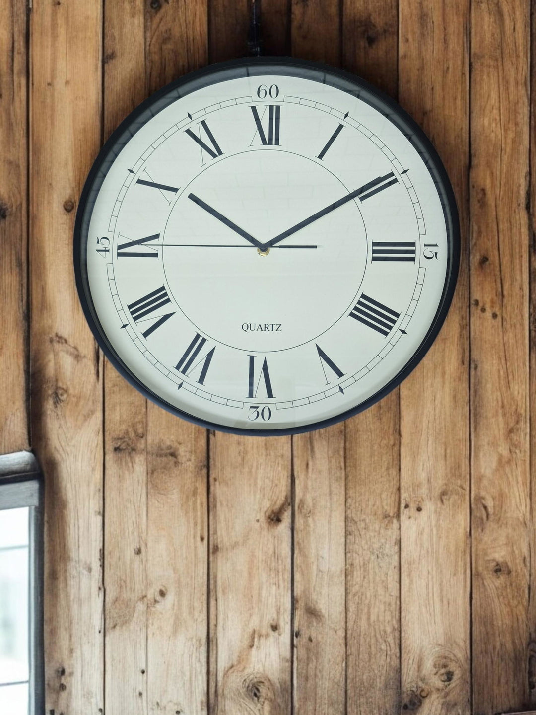 White Cream & Black Wall Clock 40cm