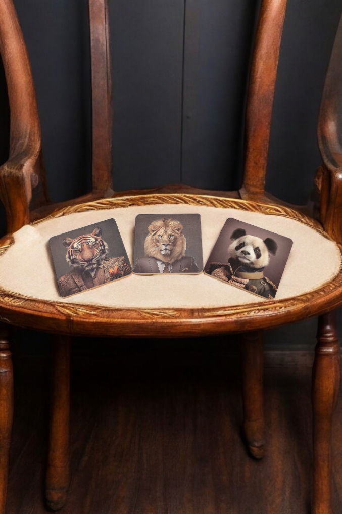 Jungle Animal Head Coaster Set of 6