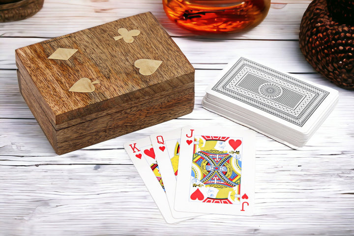 Playing Cards In Wooden Box