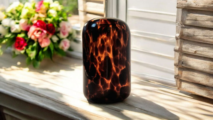 Leopard Print Glass Vase 21.5cm