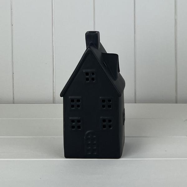 Black Glaze Ceramic House Tealight Holder - Large