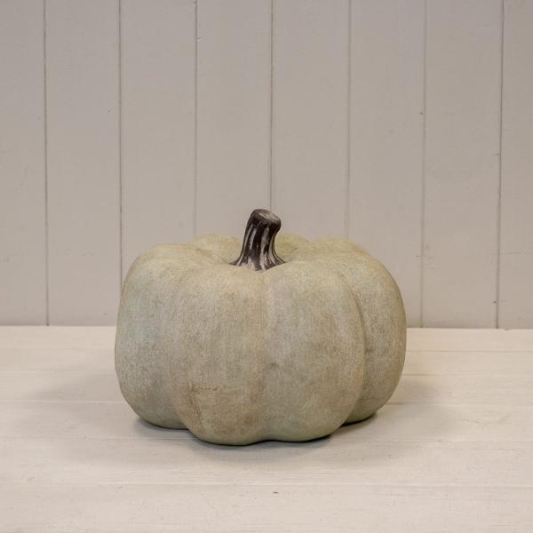 Ceramic Pumpkin Ornament - Dusty Green - Large