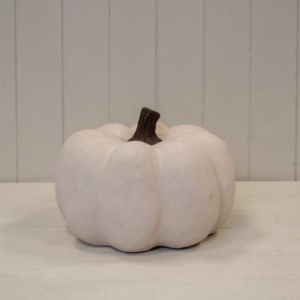Ceramic Pumpkin Ornament - Cotton White - Large