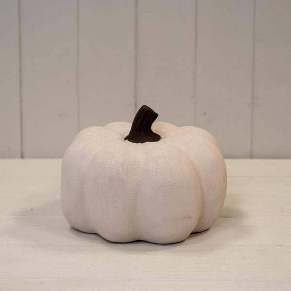 Ceramic Pumpkin Ornament - Cotton White - Medium