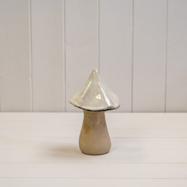 Little Woodland Ceramic Toadstool Ornament - Pale Green and Beige Mottle
