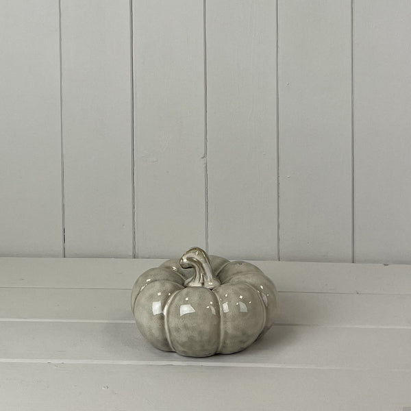 Ceramic Pumpkin Decoration - Beige Mottle - Small