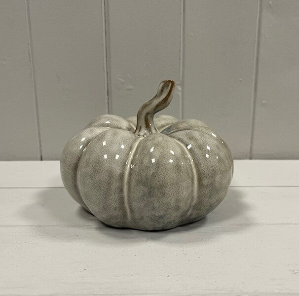 Ceramic Pumpkin Decoration - Beige Mottle - Large