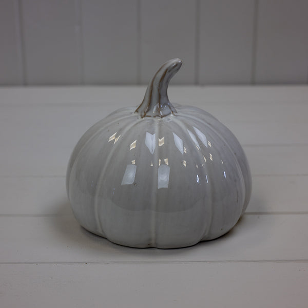 Glazed Ceramic Pumpkin - Grey - Small