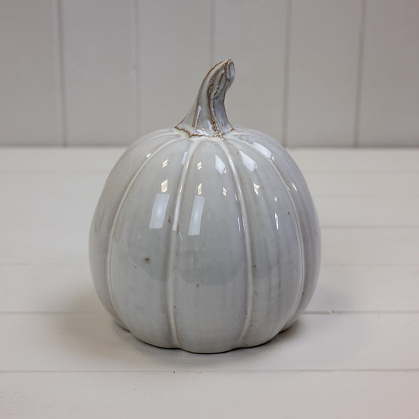 Glazed Ceramic Pumpkin - Grey - Large