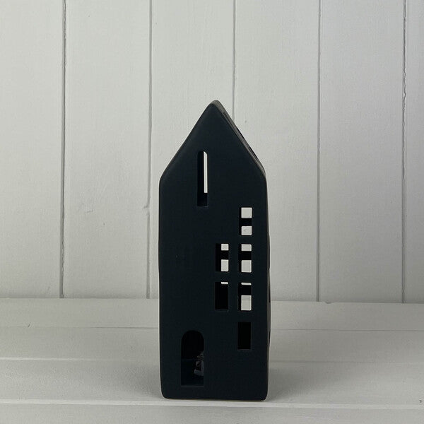 Black Glaze Ceramic House Tealight - Medium