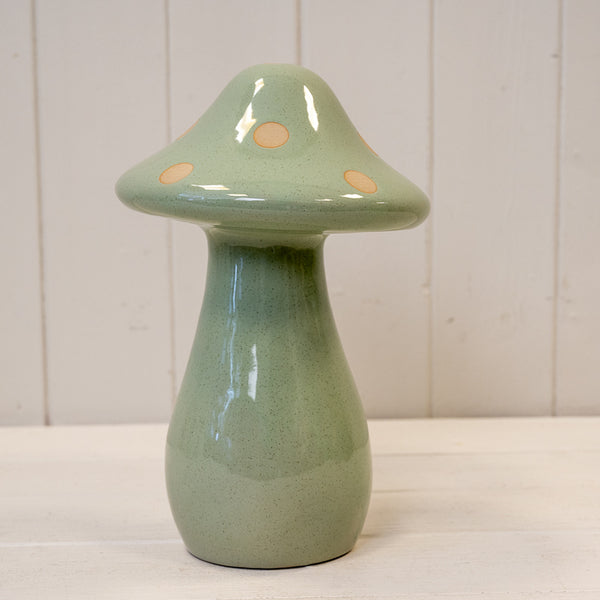 Ceramic Pale Green Mushroom Ornament - Large