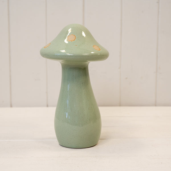 Ceramic Pale Green Mushroom Ornament - Medium