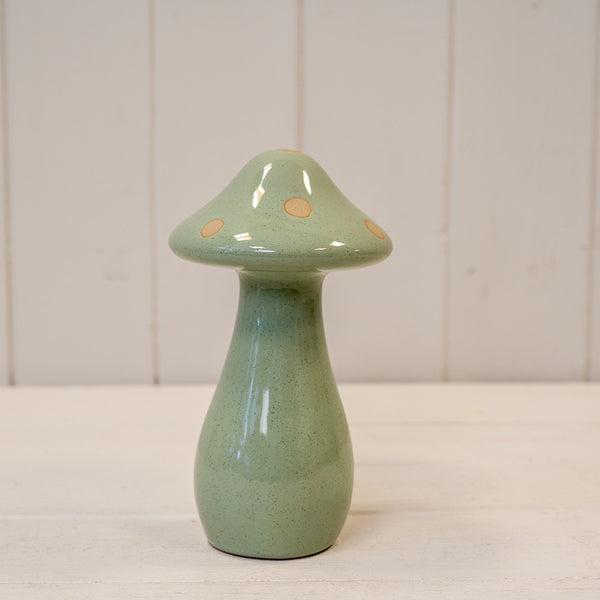 Ceramic Pale Green Mushroom Ornament - Small
