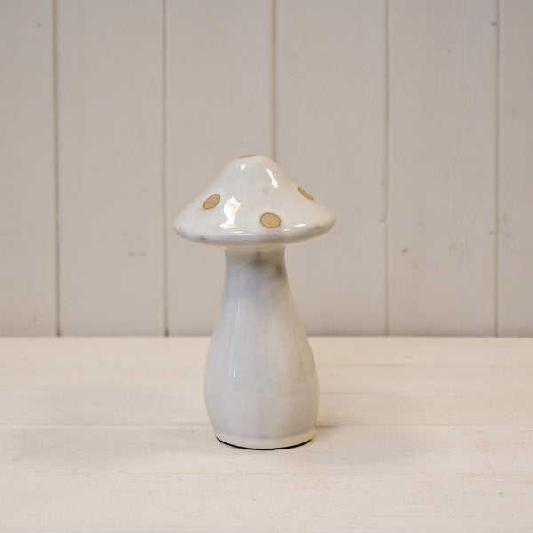 Ceramic Cream Mushroom with Beige Polka Dots - Small