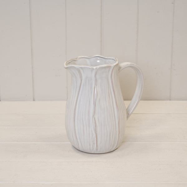 Petal Shape Natural Ceramic Jug - Large