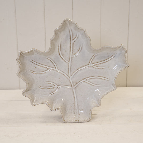 Autumn Leaf Shape Decorative Plate - White