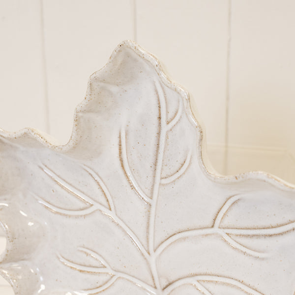 Autumn Leaf Shape Decorative Plate - White