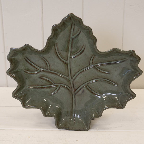 Autumn Leaf Shape Decorative Plate - Dark Green
