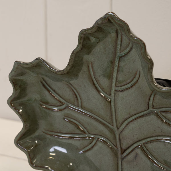 Autumn Leaf Shape Decorative Plate - Dark Green