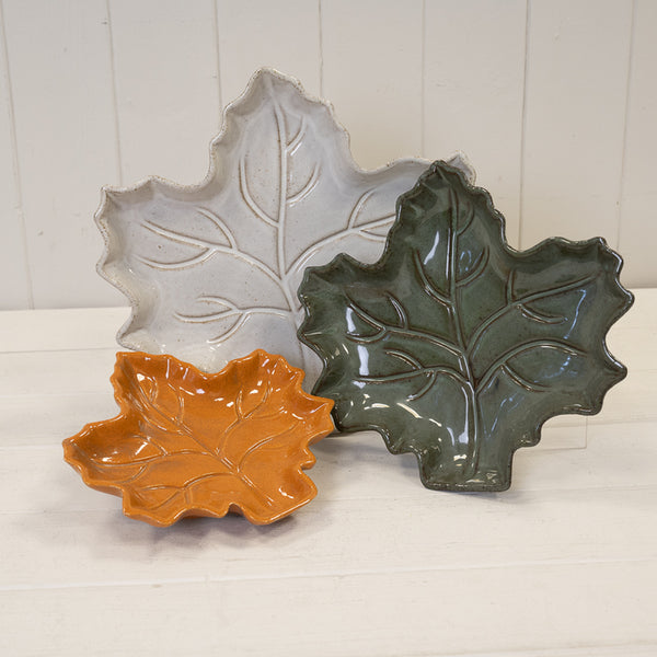 Autumn Leaf Shape Decorative Plate - Dark Green