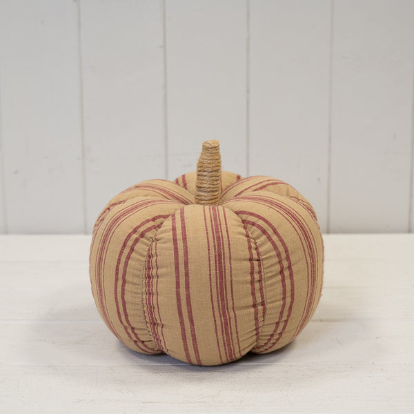 Fabric Pumpkin Decoration - Beige and Striped