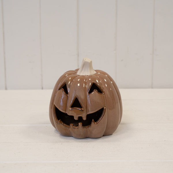 Chocolate Brown Ceramic Pumpkin - Short