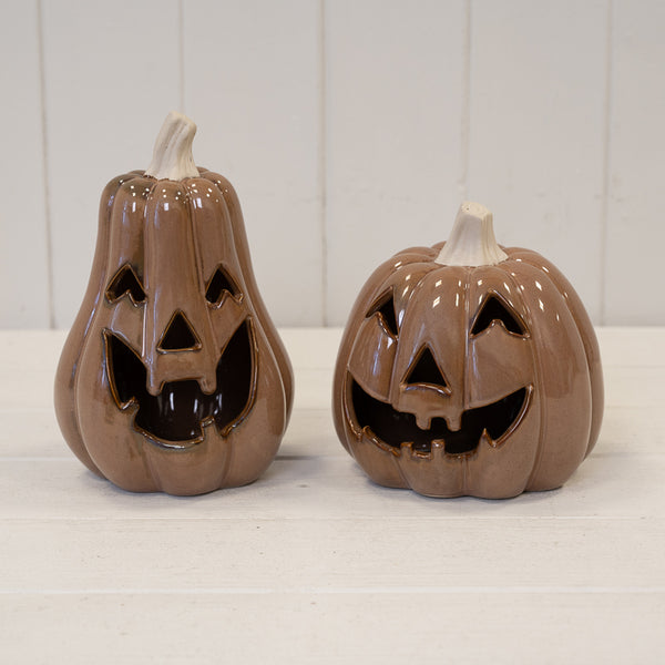 Chocolate Brown Ceramic Pumpkin - Tall