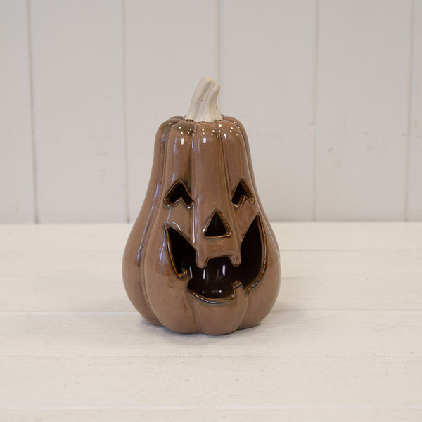 Chocolate Brown Ceramic Pumpkin - Tall