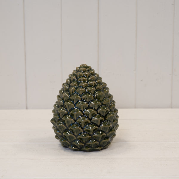 Glazed Ceramic Pine Cone - Green - Small
