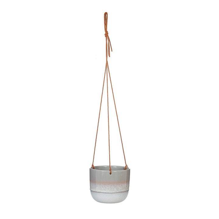 Grey Bohemian-Inspired Glaze Hanging Planter