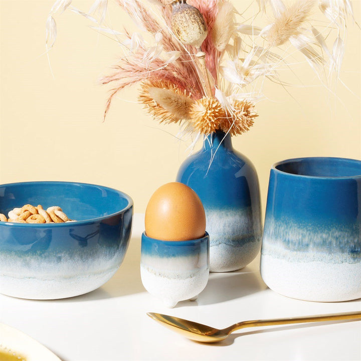 Ocean Blue Glaze Ceramic Egg Cup