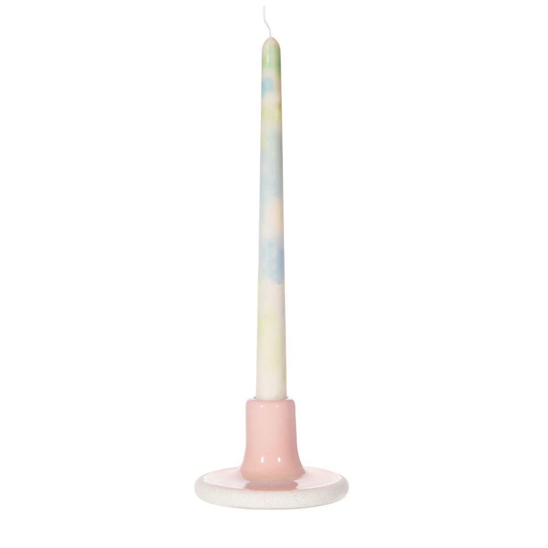 Pastel Pink Glaze Candlestick Holder