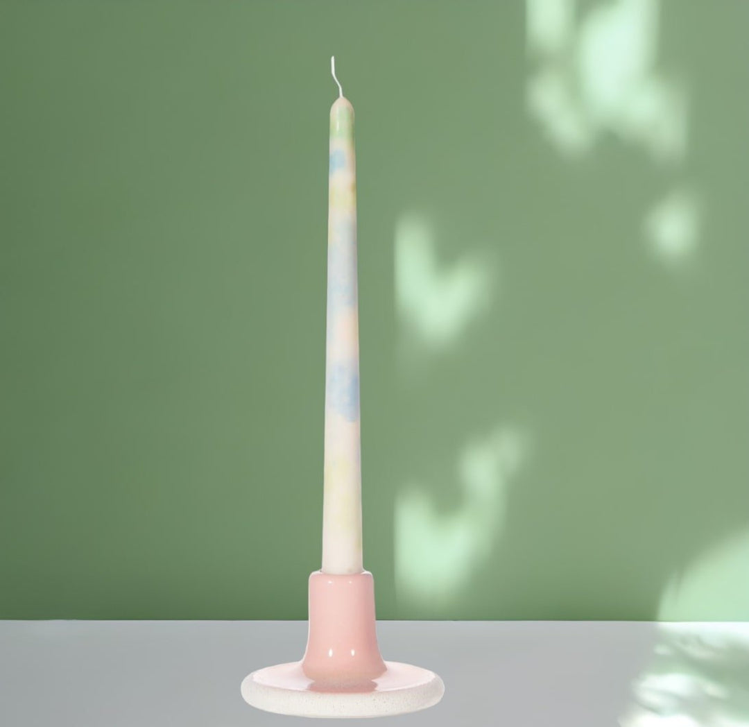 Pastel Pink Glaze Candlestick Holder