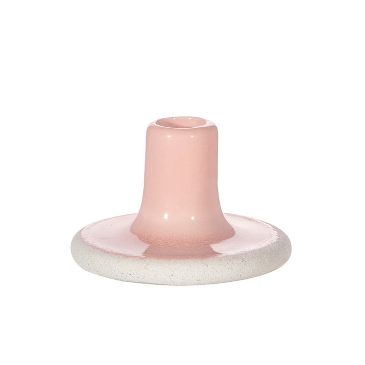 Pastel Pink Glaze Candlestick Holder