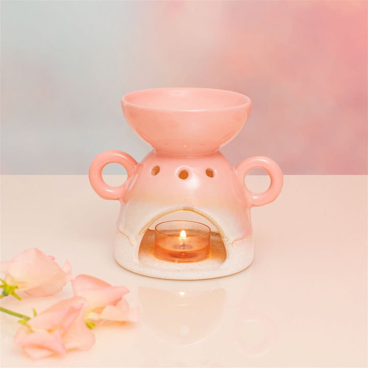 Elegant Pink Glaze Stoneware Oil Burner