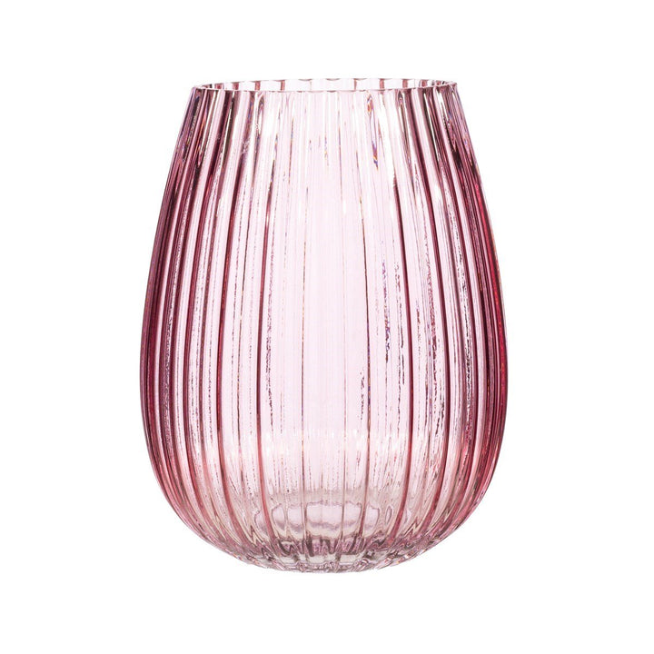 Fluted Glass Vase Pink