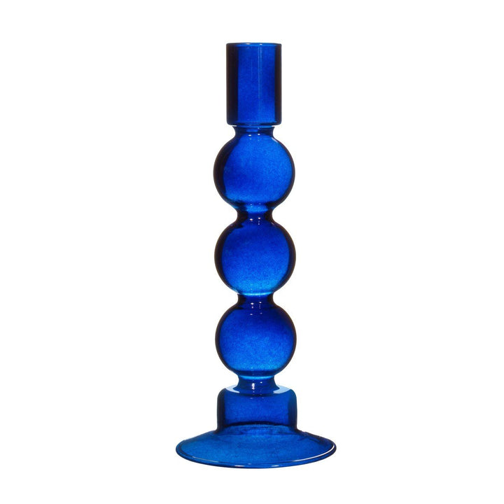 Ocean Blue Bubble Glass Candleholder