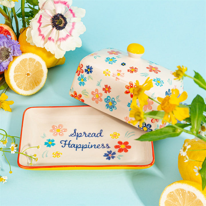 Folk Floral Butter Dish