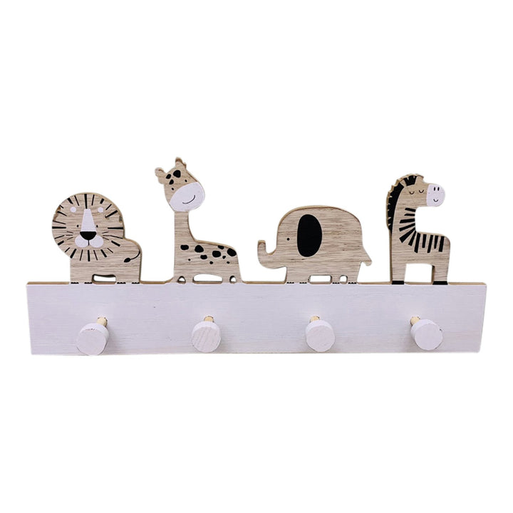 Wooden Animal Children's Coat Hook - Lion, Giraffe, Elephant and Zebra