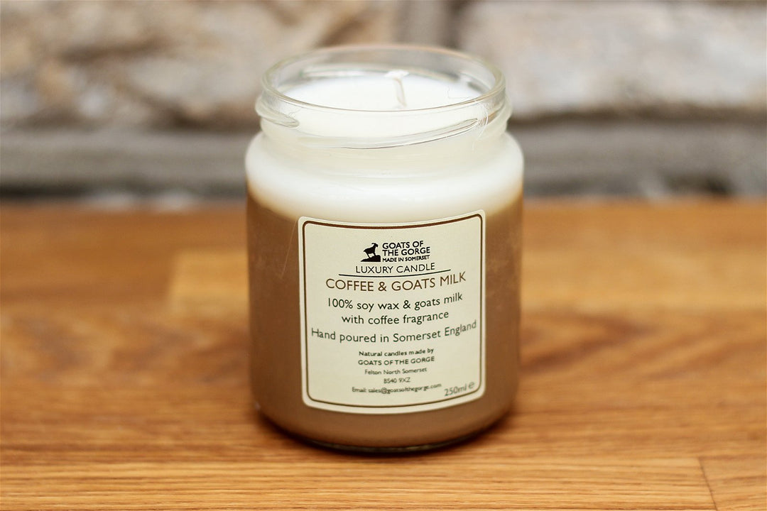 Goats Milk Coffee Scented Candle - 100% Soy Wax - Made in the UK