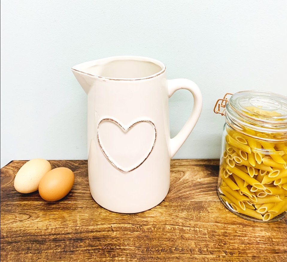 Cream Ceramic Rustic Heart Jug