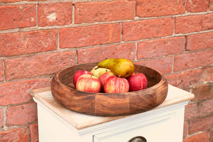 Shallow Wooden Storage Bowl - 34cm