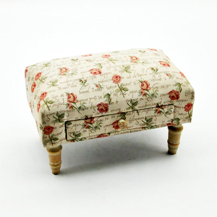 Roses Design Fabric Footstool with Storage Drawer