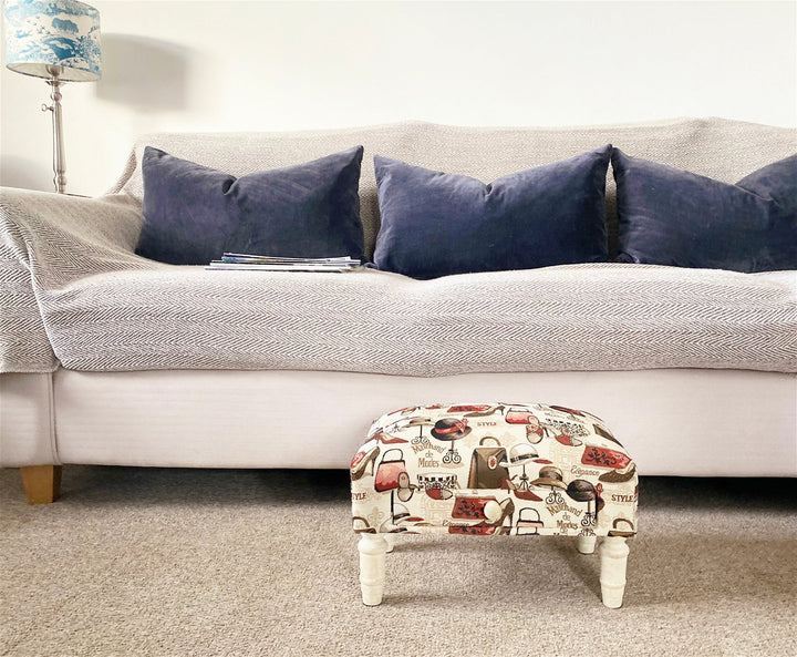 Ladies Fabric Footstool with Storage Drawer