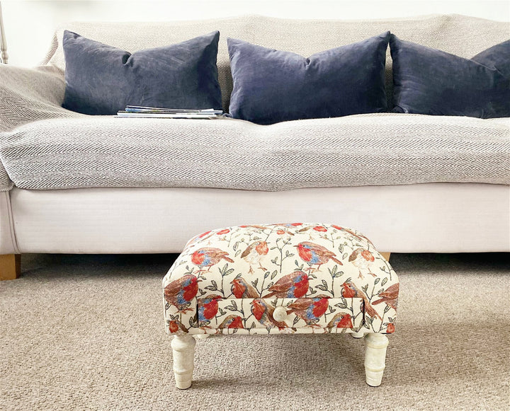 Robin Themed Fabric Footstool with Storage Drawer