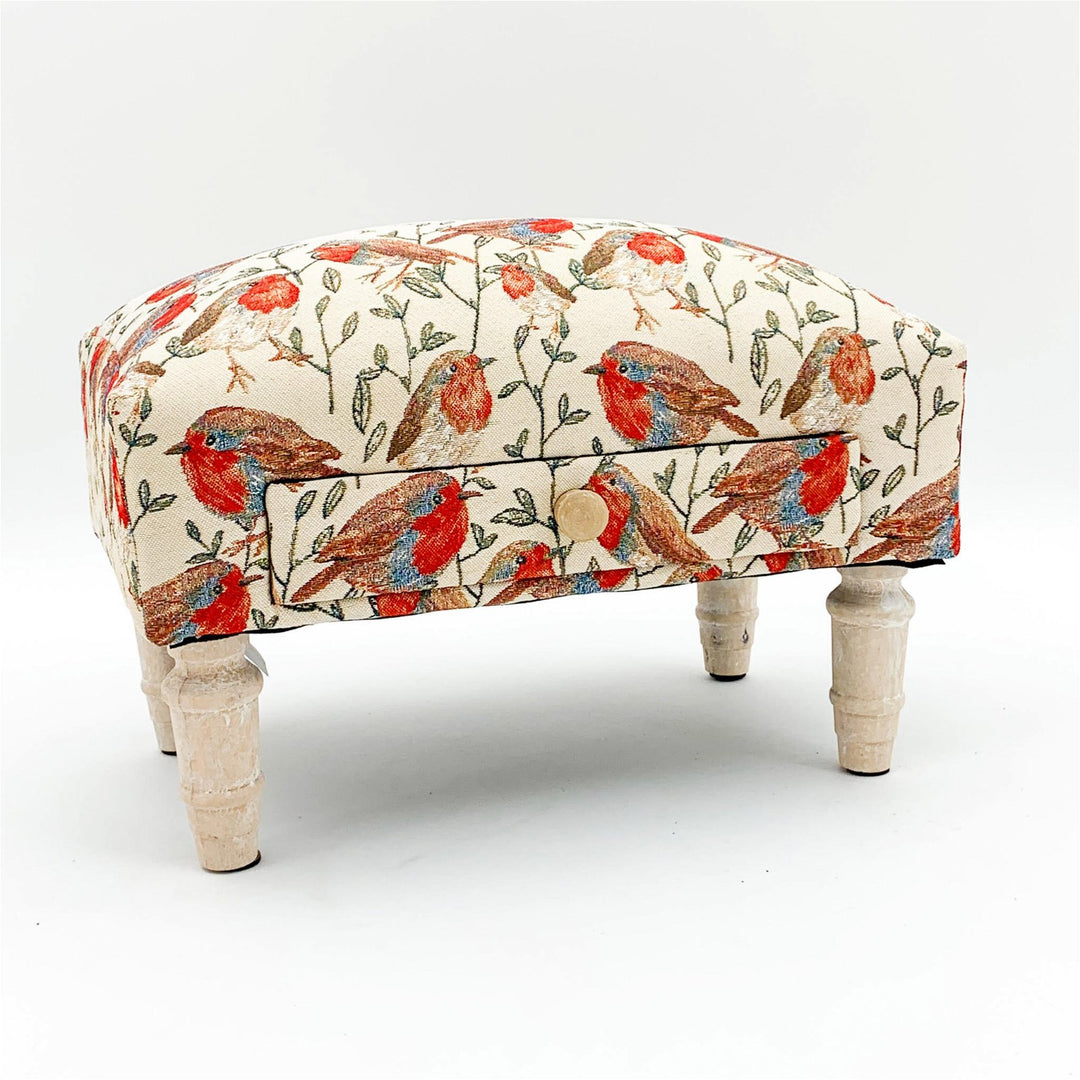 Robin Themed Fabric Footstool with Storage Drawer