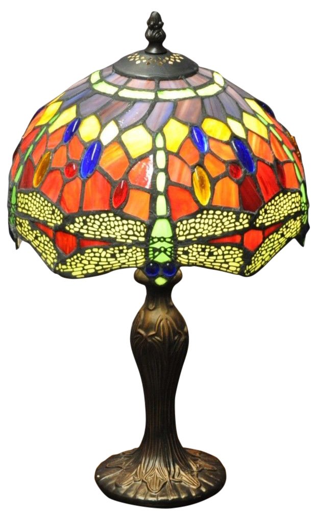 Red Dragonfly Tiffany Lamp 10"