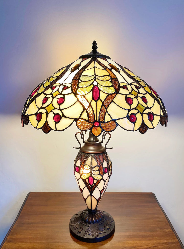 Cream/Red Bullets Double Tiffany Lamp 68cm